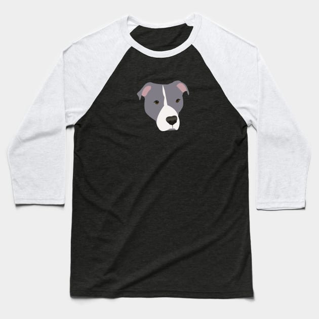 Grey and White Pit Bull Baseball T-Shirt by KCPetPortraits